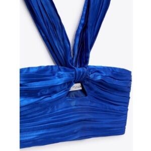 ZARA BLUE cut out draped top S